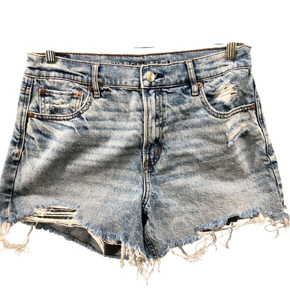 American Eagle Relaxed Short Womens 8 Strigid Cutoff Frayed Light Wash Blue - Picture 1 of 9